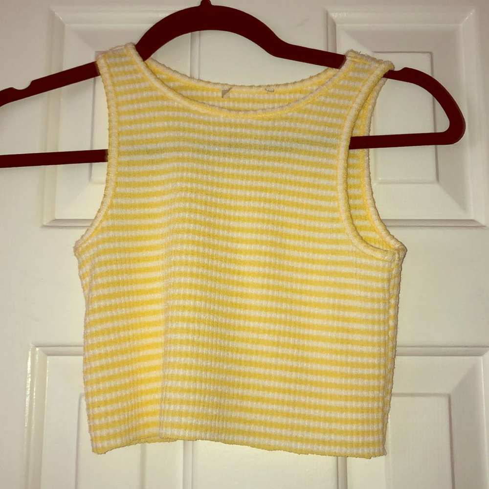 white and yellow cropped tank
